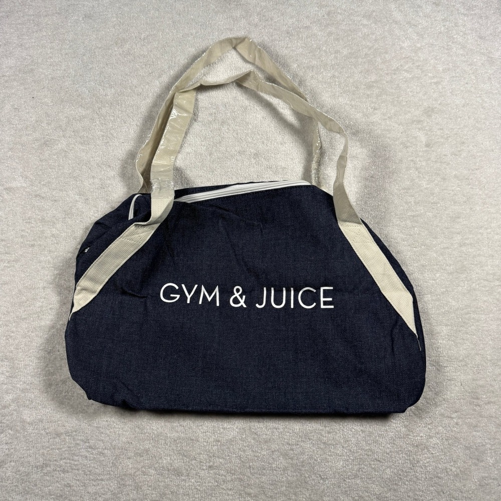 Gym‎ & Juice Dark Denim Duffel Bag Blue Cream Graphic Gym Travel Tote